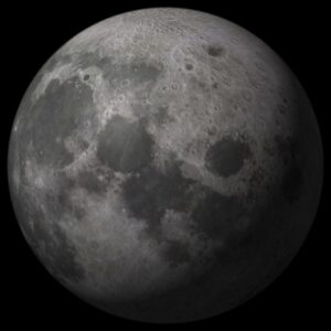Měsíc — Vizualizace podle mapy povrchu — Solar System Scope (CC BY 4.0)