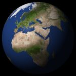 Země — Vizualizace podle mapy povrchu — Solar System Scope (CC BY 4.0)